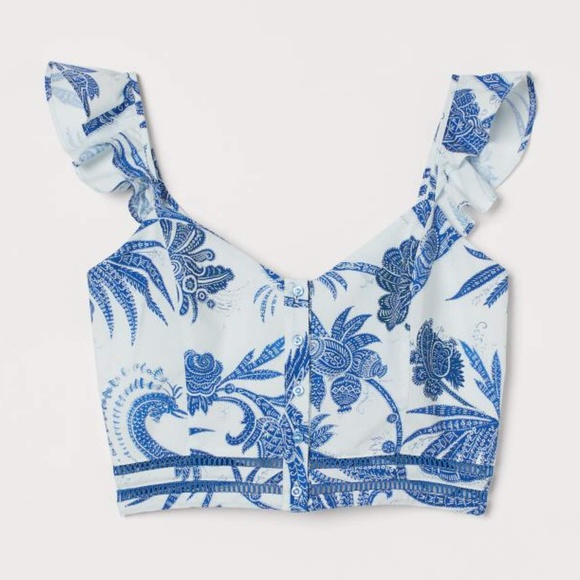 H&M Tops - Ruffle Striped Bustier Blue & White H&M Crop Top 2